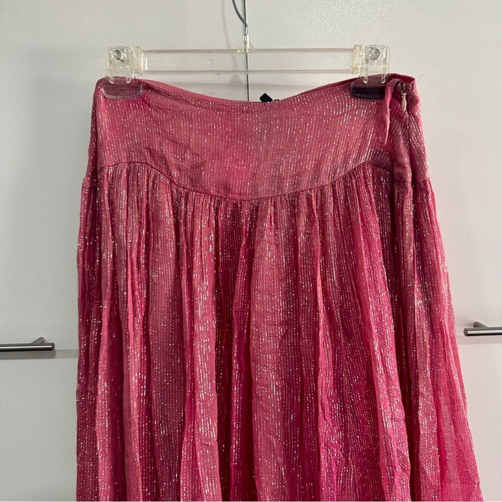 Raga Zella Lurex Maxi Skirt Size S NWT Pink Metallic Boho Resort Romantic - Picture 12 of 13
